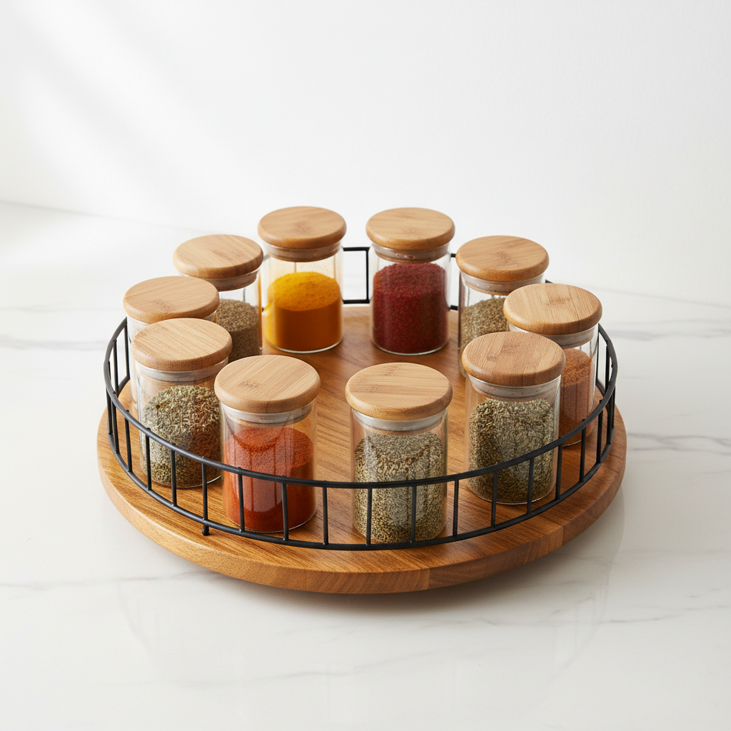 Étagère à Épices Rotative 360° - Organisateur de Cuisine